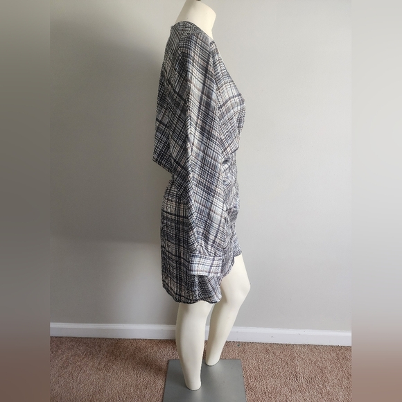 Zara Satin Effect long sleeve dress womens size Large academia plaid classic - Picture 3 of 16